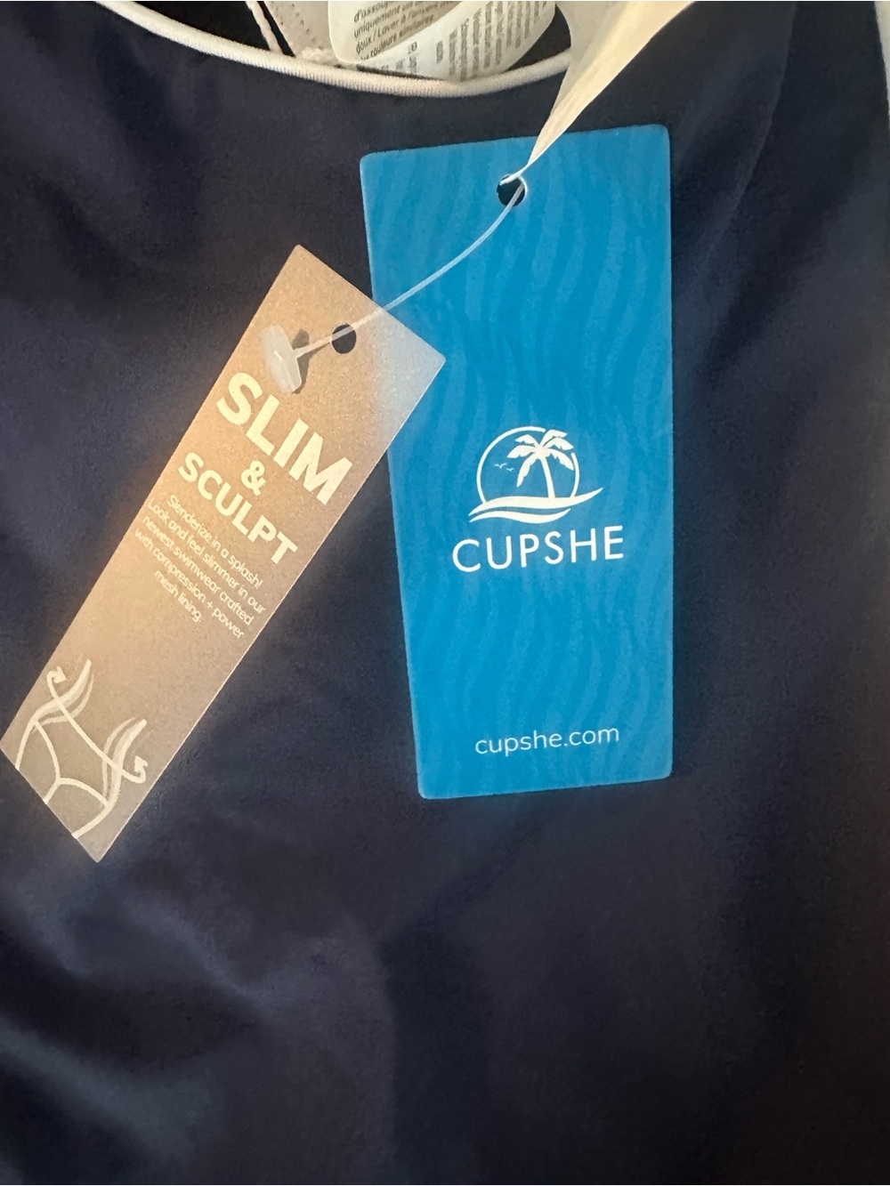 Cupshe Slim & Sculpt Navy One-Piece Swimsuit | NWT | Size Small - Picture 5 of 6